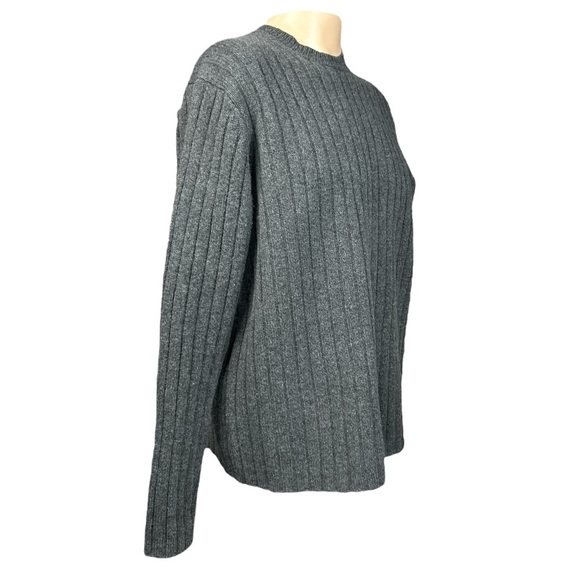 Gap Vintage Lambswool Sweater Medium Pullover Ribbed Fisherman Gray Unisex Crew - Picture 2 of 8
